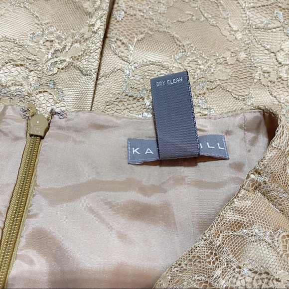 Kate Hill Women’s Gold Lace Pencil Skirt back Slit Sz 6 Lined - Picture 8 of 11